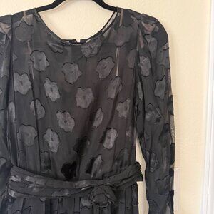 Vintage Helga I.Magnin & Co Sheer Black Floral Dress Sz 12